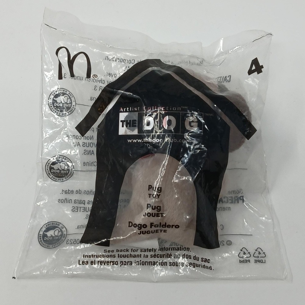 2003 - 2004 The Dog McDonalds‎ Happy Meal Plush Toy - Pug #4, Sealed